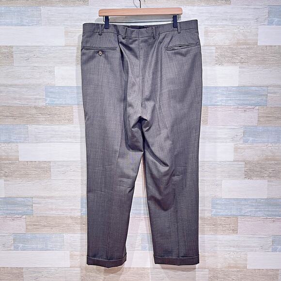 Jos A Bank Wool Two Button Suit Gray Birdseye Mens 46R Jacket 40W Pleated Pants - Picture 12 of 14